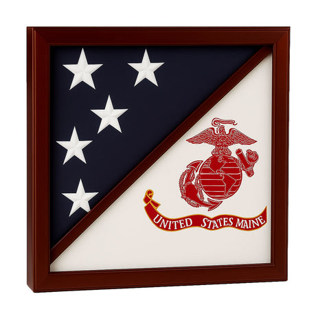 2 Flag Display Case Marine Corps and American Flag, Marine Corps Flag and American Flag Display Case, Display Case for Marine Corps and American Flag, Custom Marine Corps and American Flag Shadow Box