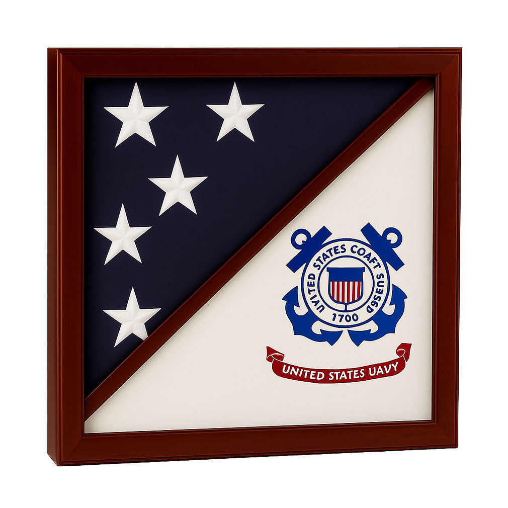 2 Flags Display Case - USCG Flag and American Flag, , The Military Gift Store, Burial Flag Case (42)