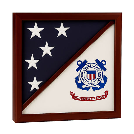 2 Flags Display Case - USCG Flag and American Flag, , The Military Gift Store, Burial Flag Case (42)