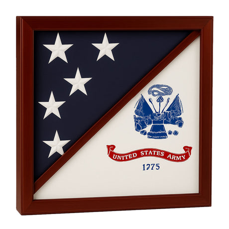 2 Flags Display Case army and american flag comes together, Military Two Flag Display Case, Two Flags Military Memorial Display Case, American Army Flag Display Case
