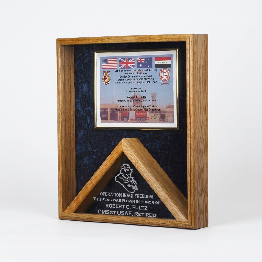 3x5 flag shadow box display case, flag case shadow box 3' x 5', American flag shadow box display case, wooden flag shadow box for 3x5 flag, military flag shadow box case, glass front flag shadow box case 3x5, oak cherry wood flag shadow box display, flag shadow box with medal display section, wall mounted flag shadow box case, flag display case shadow box with backboard