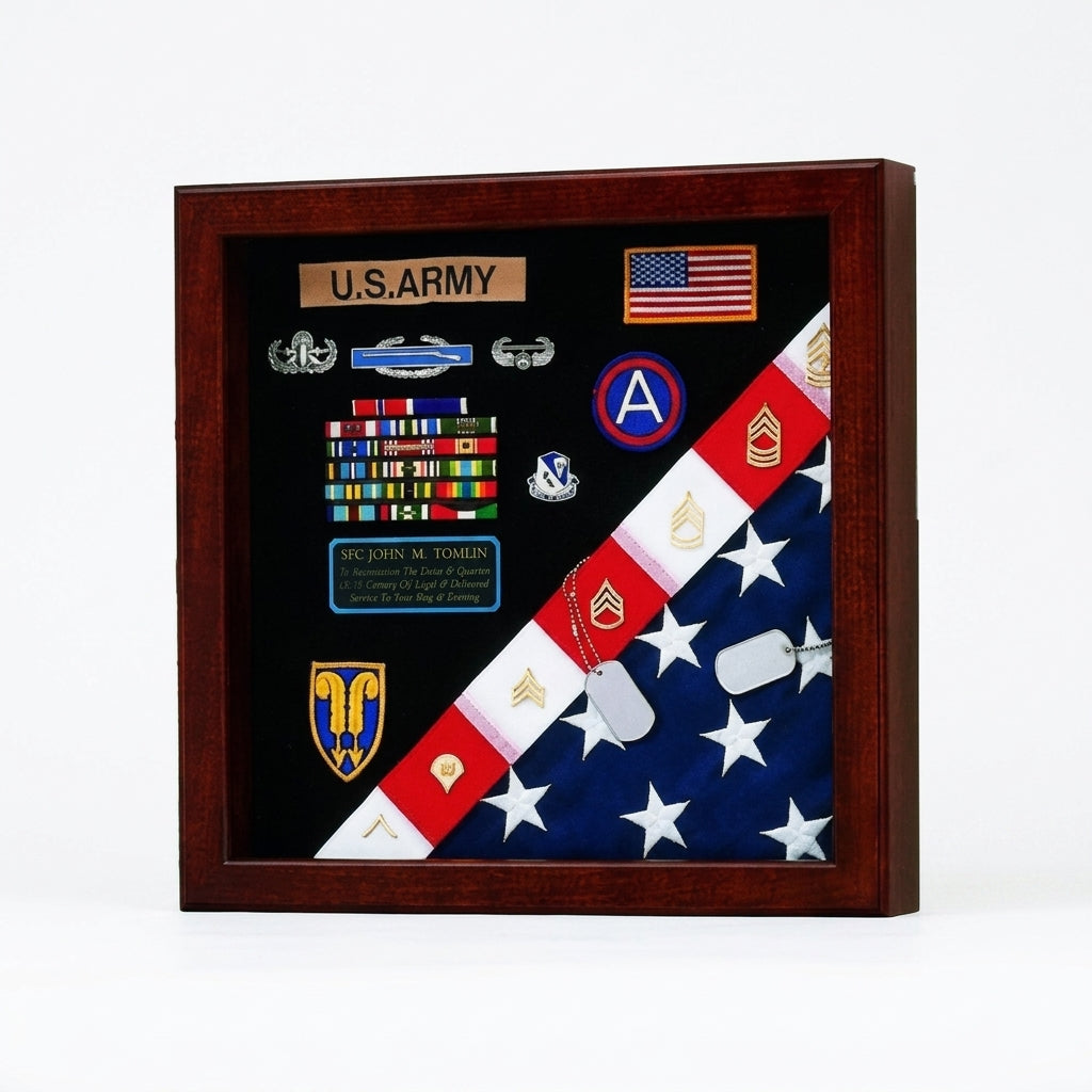 American Made Burial Flag Medals Display Case, Cherry Burial Flag Display Case, Burial Flag and Medals Display Case, American Made Flag and Medal Display Case, Military Burial Flag Display Case Cherry, Veteran Flag and Medal Display Case, Cherry Flag and Medal Case, Memorial Flag and Medal Display Case, Military Medal Display Case Cherry, USA Made Burial Flag Case, Burial Flag Shadow Box Cherry, Military Memorial Flag Case, Veteran Award and Medal Display Case, American Flag and Military Medal Case