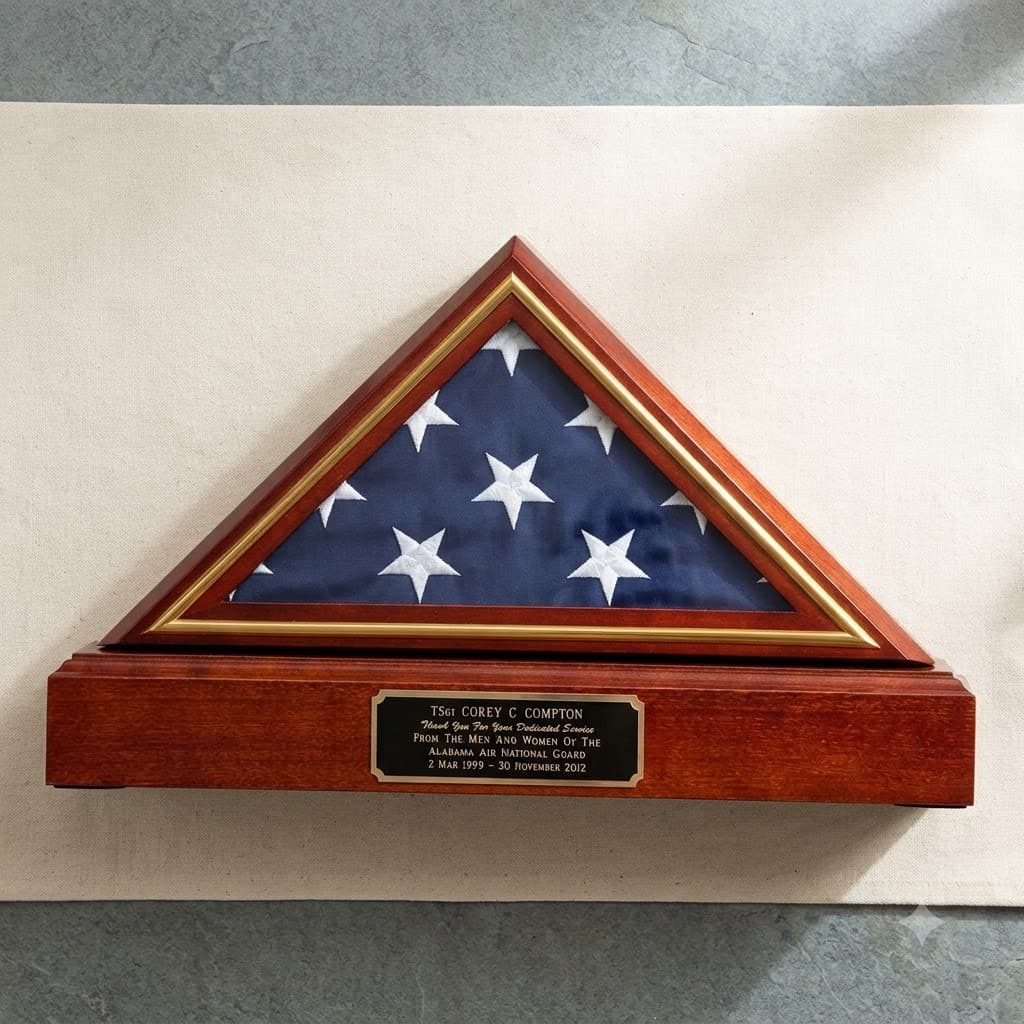 Flag and Base display case, American Flag and Pedestal Display Frame, , The Military Gift Store, Flag And Pedestal Display Cases