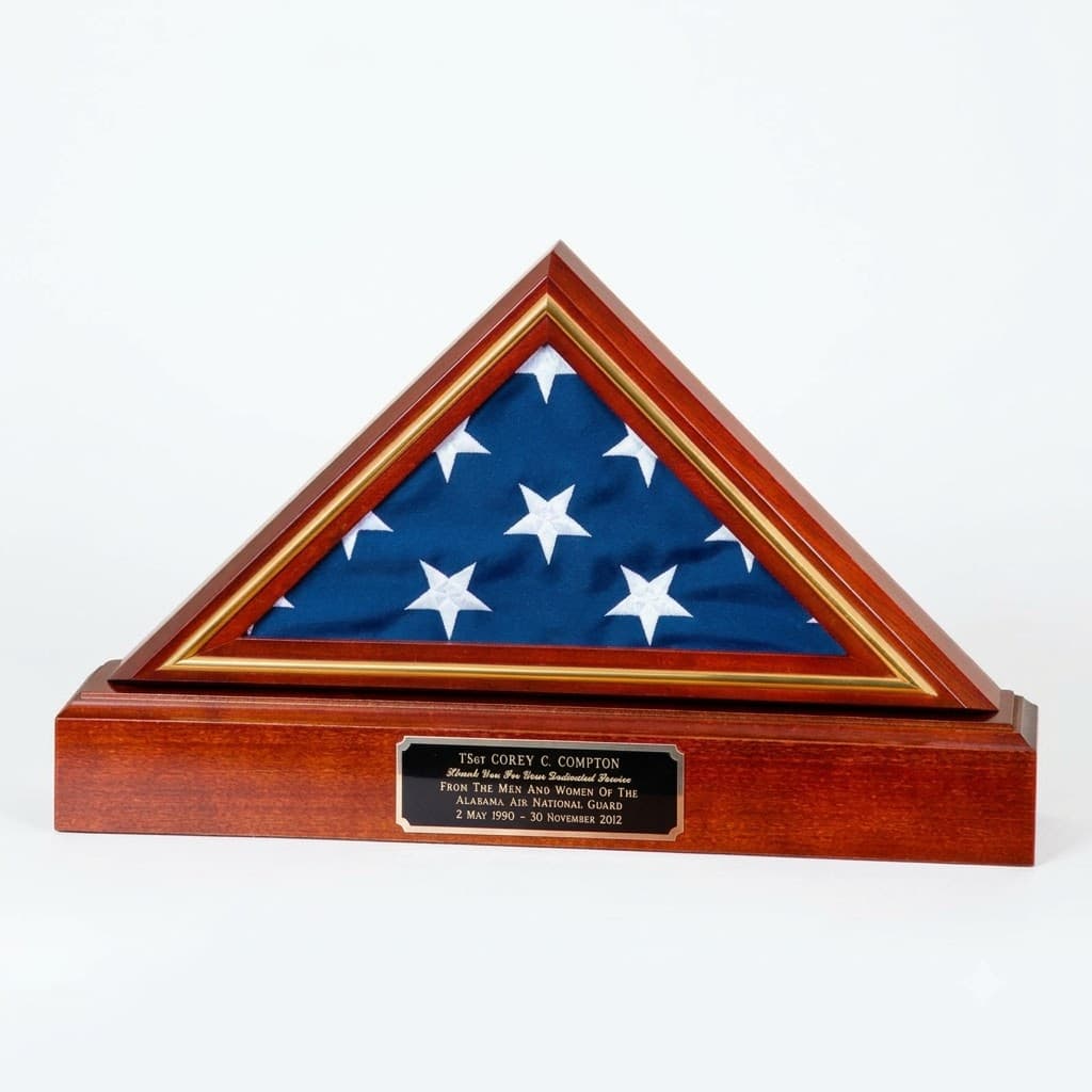 Flag and Base display case, American Flag and Pedestal Display Frame, , The Military Gift Store, Flag And Pedestal Display Cases