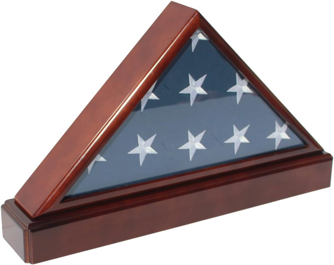 Burial/Funeral Flag Display Case Frame, Military Shadow Box with Pedestal Stand - Cherry, Burial/Funeral Flag Display Case Frame, Military Shadow Box, The Military Gift Store, Burial Flag Case (42)