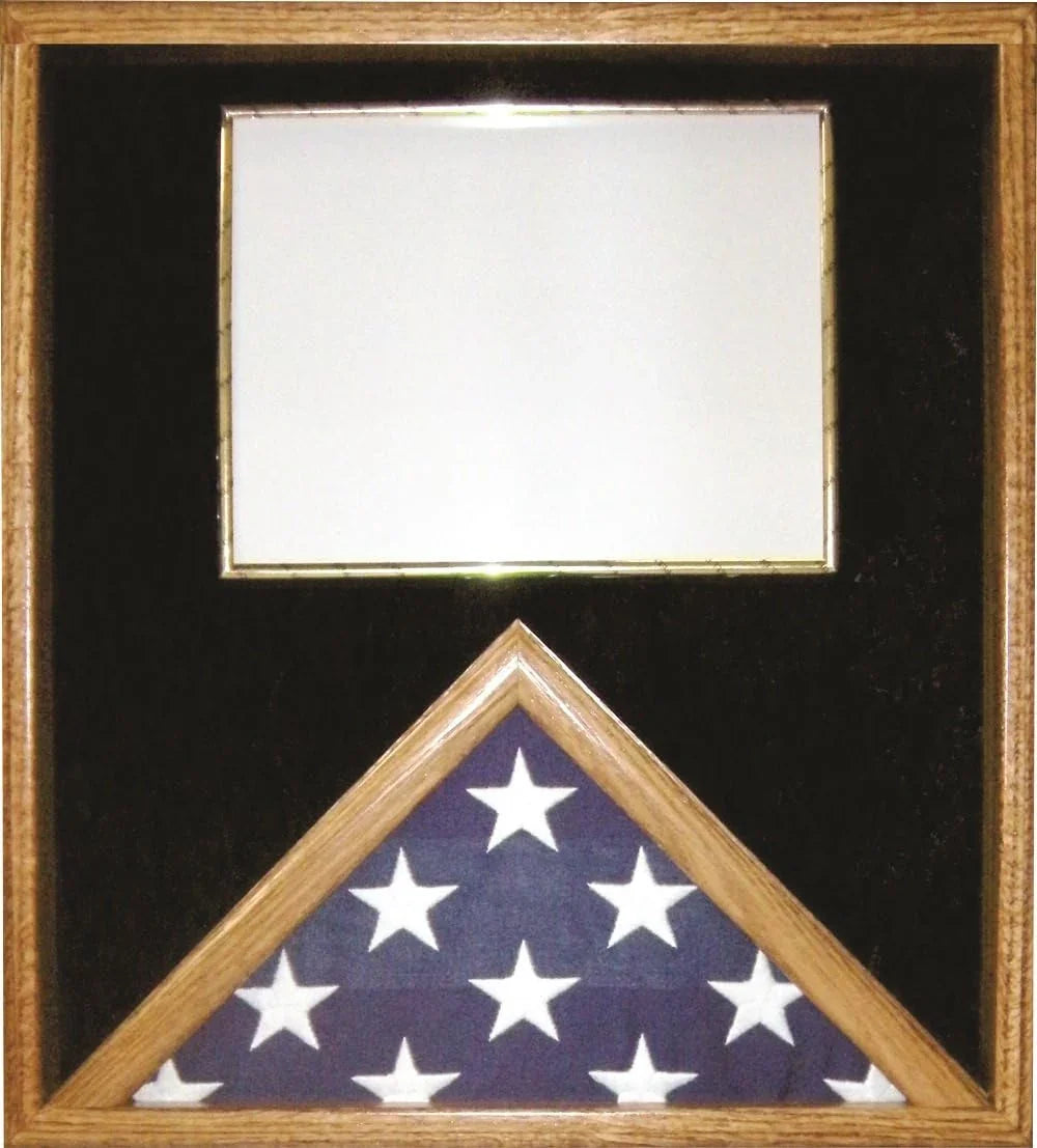Military Medal and Flag Display Case - Oak Shadow Box., , The Military Gift Store, Flag and Document Display Case