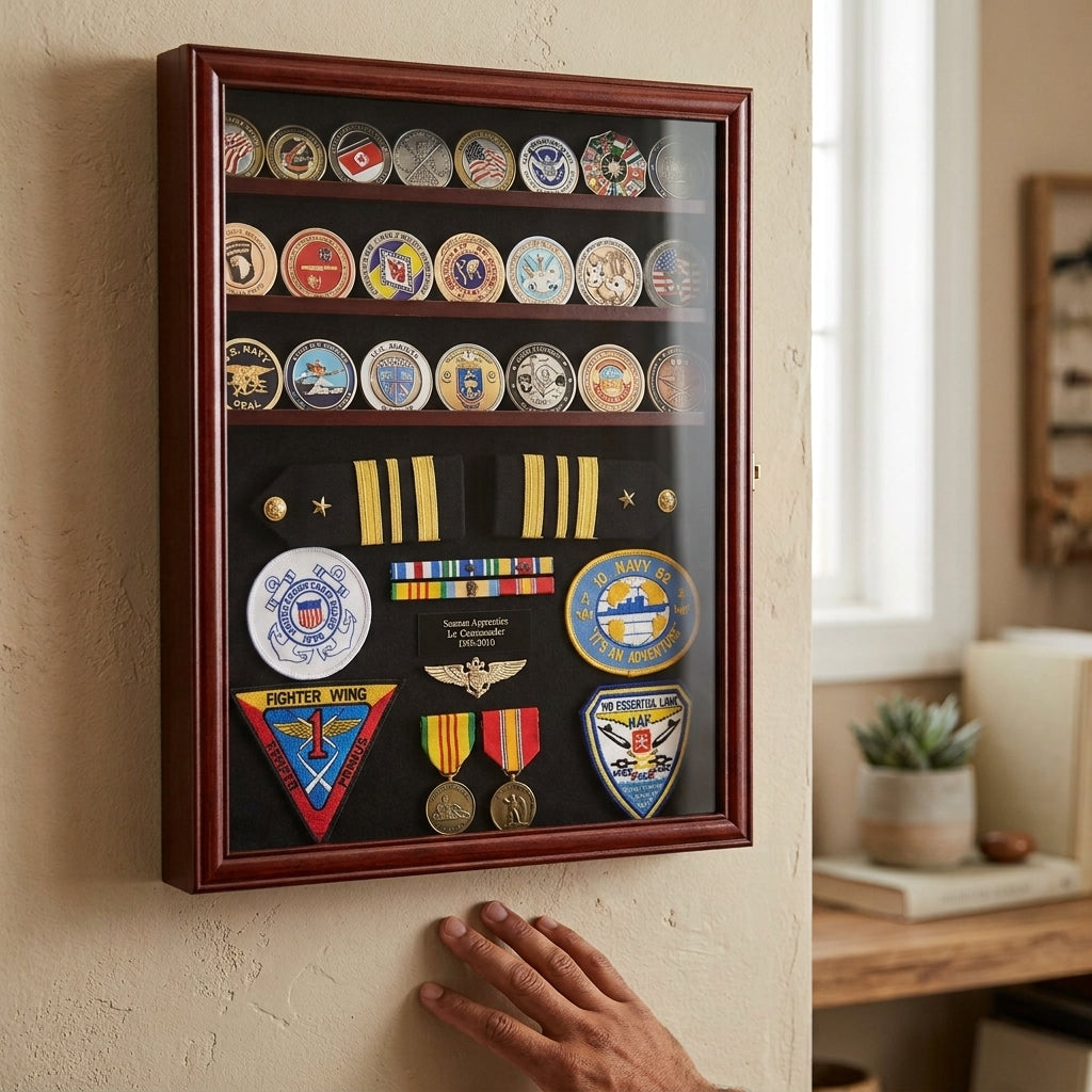 Challenge Coin / Medals / Pins / Badges / Ribbons / Insignia / Buttons Display Case, Challenge Coin / Medals / Pins / Badges / Buttons Display Case, The Military Gift Store, Display Case Accessories, Flag and Medal Display Cases, Sword Display Products