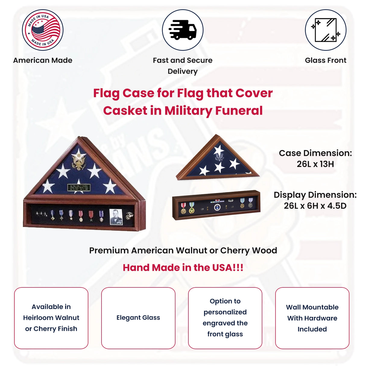 Flag Case for Flag that Cover Casket in Military Funeral., , The Military Gift Store, Flag Case
