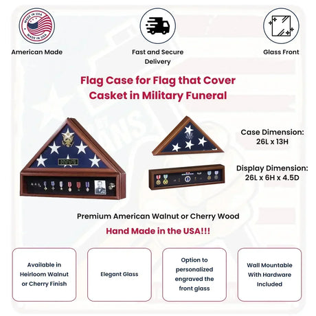 Presidential Flag Case and Medal Display Case - Presidential Pedestal Flag, Presidential Flag Case and Medal Display Case, The Military Gift Store, Burial Flag Cases