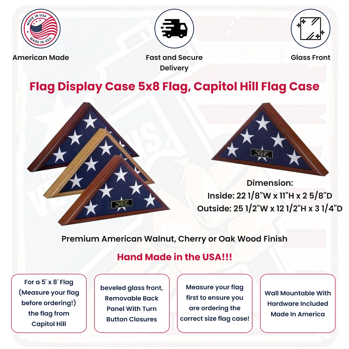 Flag Display Case 5x8 flag, Capitol Hill Flag Case Oak finish, , The Military Gift Store, American Flags- High Quality American Discounted Flags (2)
