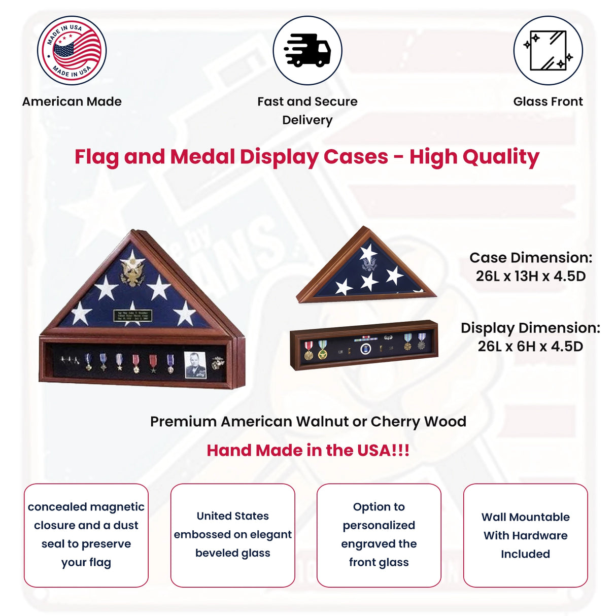 Flags Connections Flag and Medal Display Cases - High Quality, , The Military Gift Store, American Flag Frames (43)