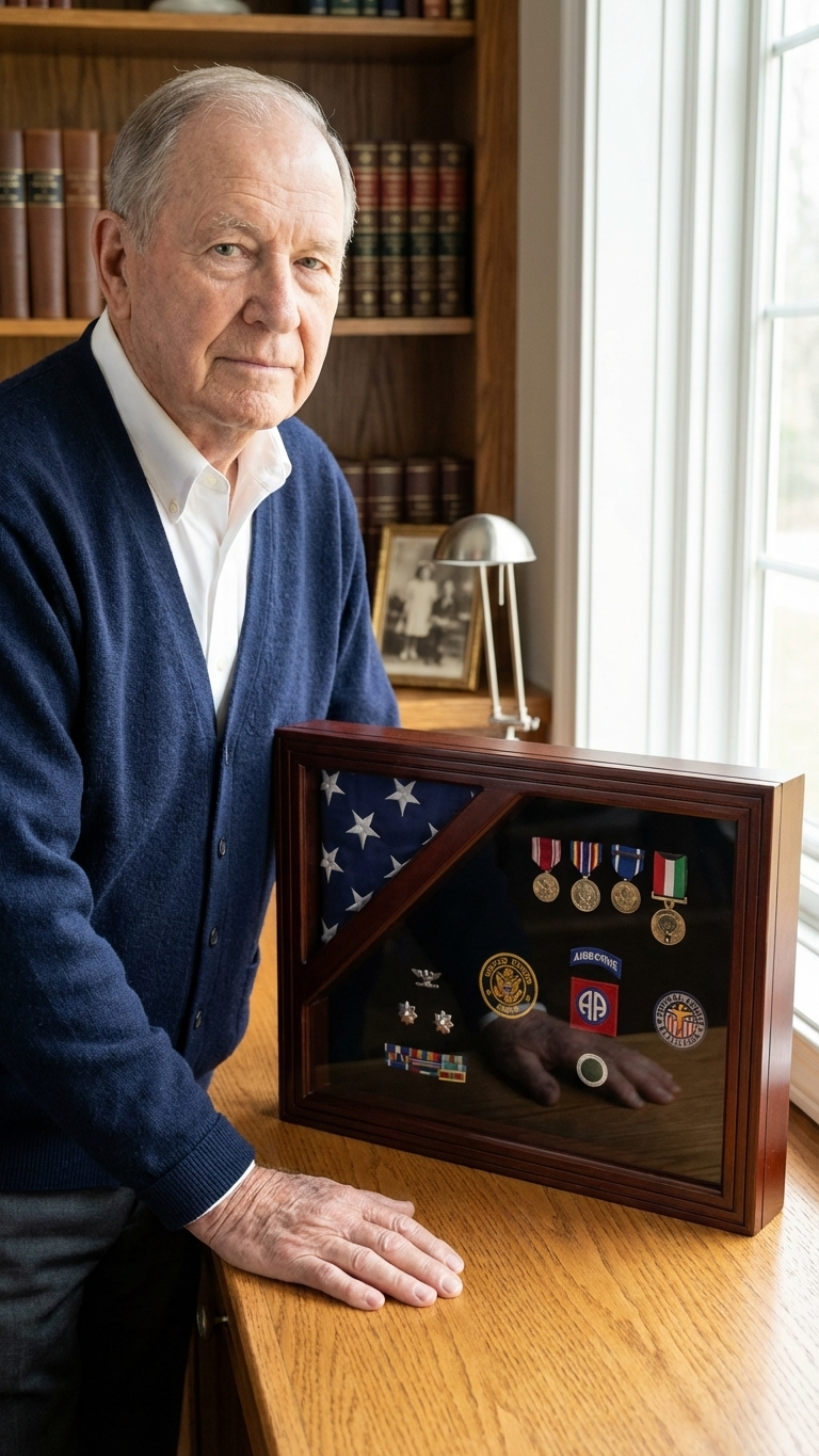 Flag and medal display case