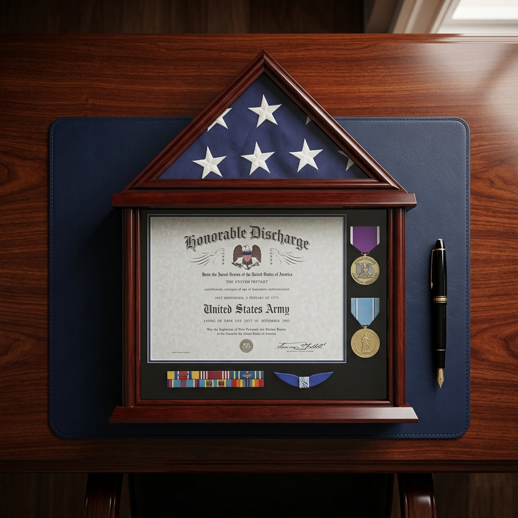Flag Connections 3’x 5’ Flag Display Case Frame Shadow Box, with Certificate and Document Holder, Flag Connections 3’x 5’ Flag Display Case Frame Shadow Box, The Military Gift Store, Army Flag Display Cases (64)