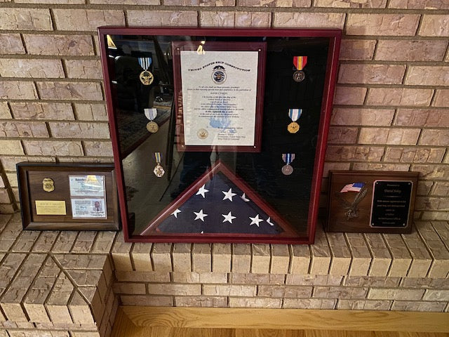 Flag and Document Case - Vertical 8 1/2 x 11 Document for Hanging Medals and Other Memorabilia - fit 3' x 5' flag or fit 5' x 9.5' Flag., Flag and Document Case - Vertical 8 1/2 x 11 Document., The Military Gift Store, Flag and Document Display Case