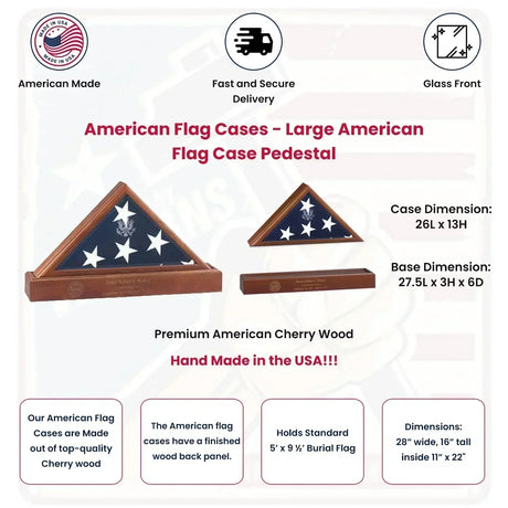 American Flag Cases - Cherry, , The Military Gift Store, Army Flag Display Cases (64)