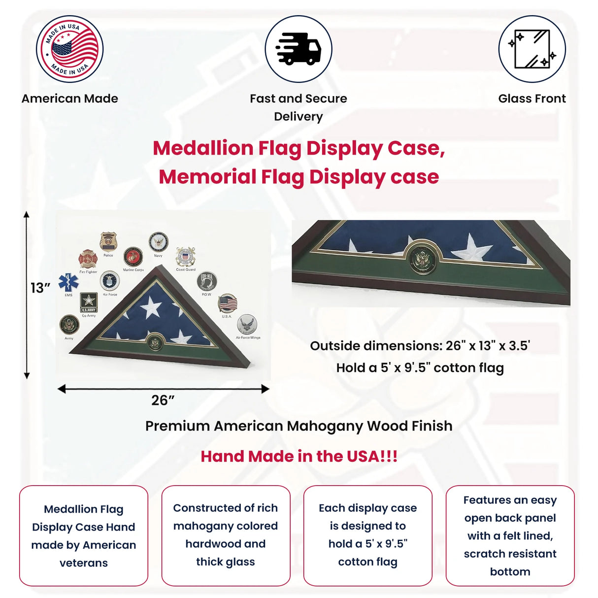 Medallion Flag Display Case, Memorial Flag Display case, , The Military Gift Store, Medallion Flag Display Case