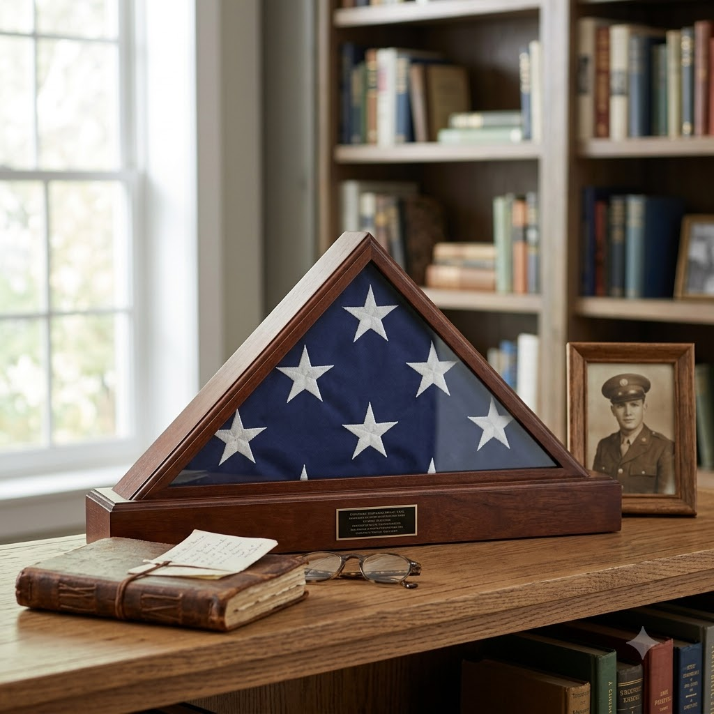 Funeral Flag Case, Funeral Flag and Pedestal, Funeral Flag Frame, , The Military Gift Store, Burial Flag Case