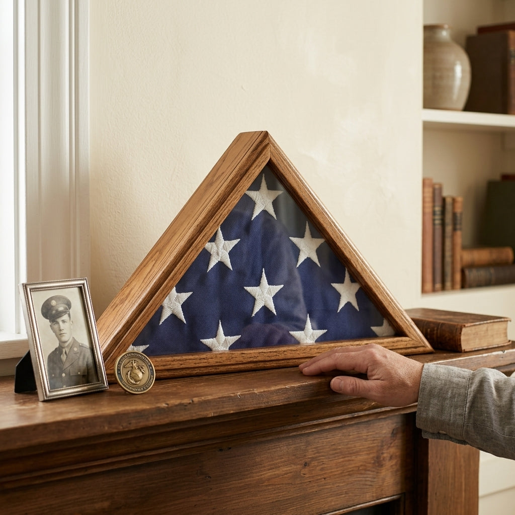 Small 3x5 Flag Display Case, Solid Oak Flag Display Case, 3x5 American Flag Display Case, Wooden Flag Display Case, Oak Wood Flag Case, Military Flag Display Case, Veteran Flag Display Case, Memorial Flag Display Case, Folded Flag Display Case, Triangle Flag Display Case, American made solid oak flag display case, Small wooden military flag display box, Folded flag shadow box display, Solid oak memorial flag frame, Flag keepsake display case, Military remembrance flag display