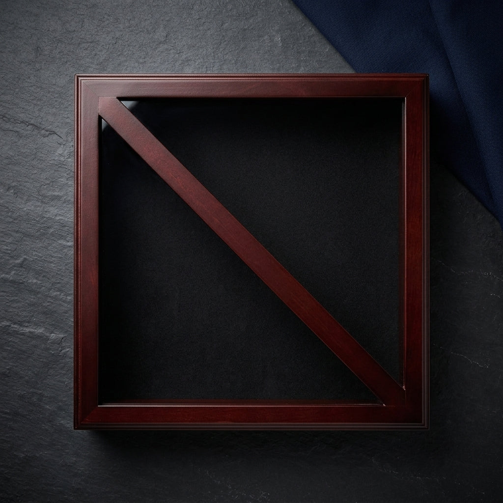 Flag Connections Flag Display Case, Tempered Glass, Pine Wood, Felt Construction – Mahogany Finish, Flag Display Case, Tempered Glass, Pine Wood, Felt Construction, The Military Gift Store, Flag Frames