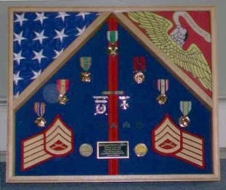 Military Flag Case For 2 Flags and Certificate Display Case, , The Military Gift Store, Flag Display Cases For 3'X5' Flag