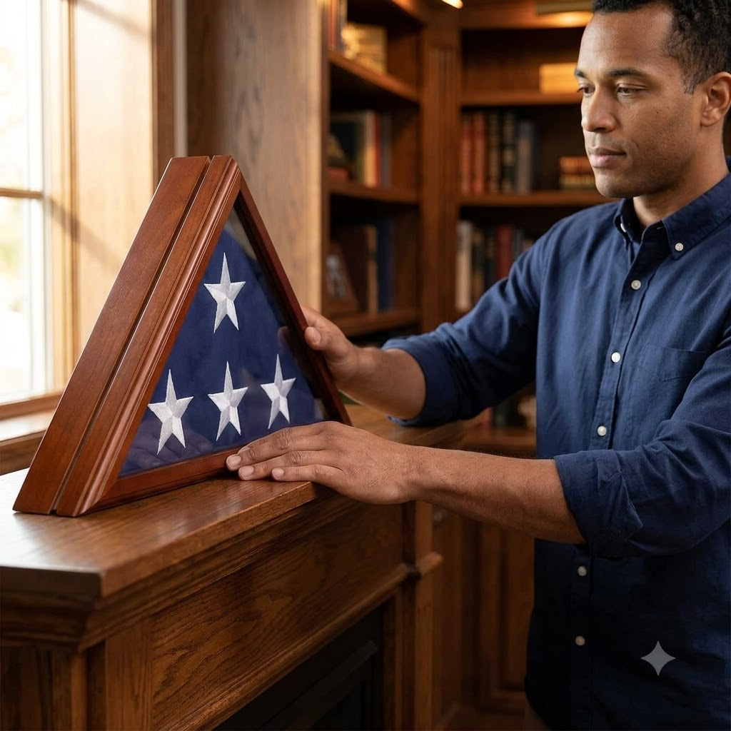 Premium Veteran Burial Flag Case with Beveled Glass for 5' x 9' for Burial Flag, Premium Veteran Burial Flag Case with Beveled Glass, The Military Gift Store, American Flag Frames (43)