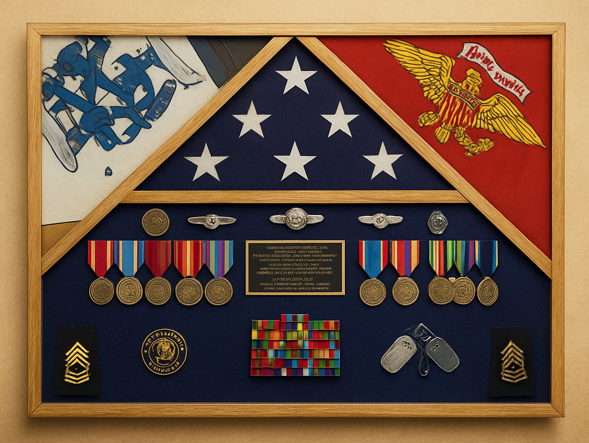 3 flag military shadow box, Military flag display case, Casket flag display shadow box, 3’x5’ or 5’x9.5’ flag display case, Veteran memorial flag shadow box, Shadow box for three folded American flags, Military shadow box for 3’x5’ burial flag, Large 3 flag display case for 5’x9.5’ casket flag, Handcrafted wooden military flag display shadow box, Patriotic 3 flag shadow box for veterans