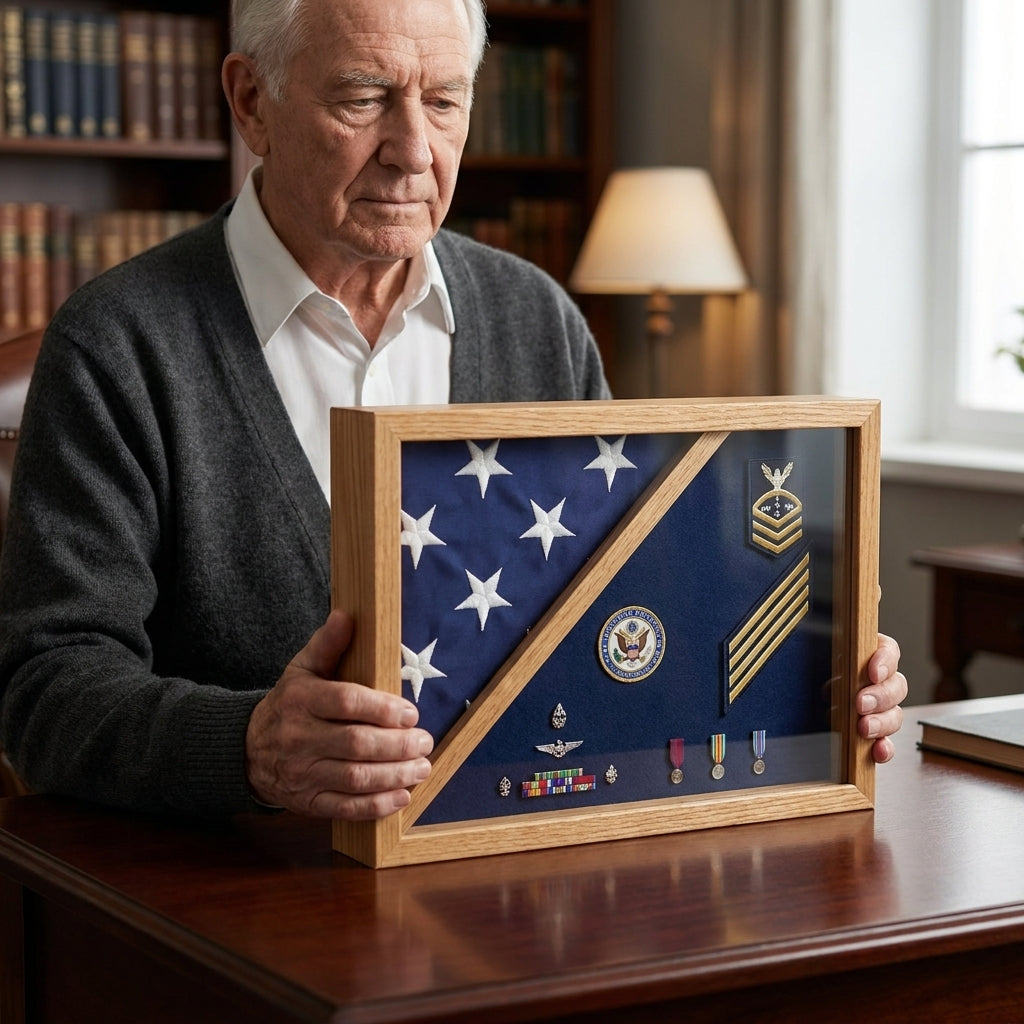 Oak Flag Display Box, Flag Display Box, Oak Flag Display Case, Wooden Flag Display Box, American Flag Display Box, Military Flag Display Box, Memorial Flag Display Box, Veteran Flag Display Box, Flag Display Case Oak, Oak Wood Flag Case, Oak Wood Memorial Display, Military Memorial Flag Case, Veteran Tribute Display, American Flag Keepsake Box, Patriotic Flag Display, Military Retirement Gift, Memorial Flag Holder, Honor a Veteran's Legacy, Wooden Display Cabinet, Military Service Recognition