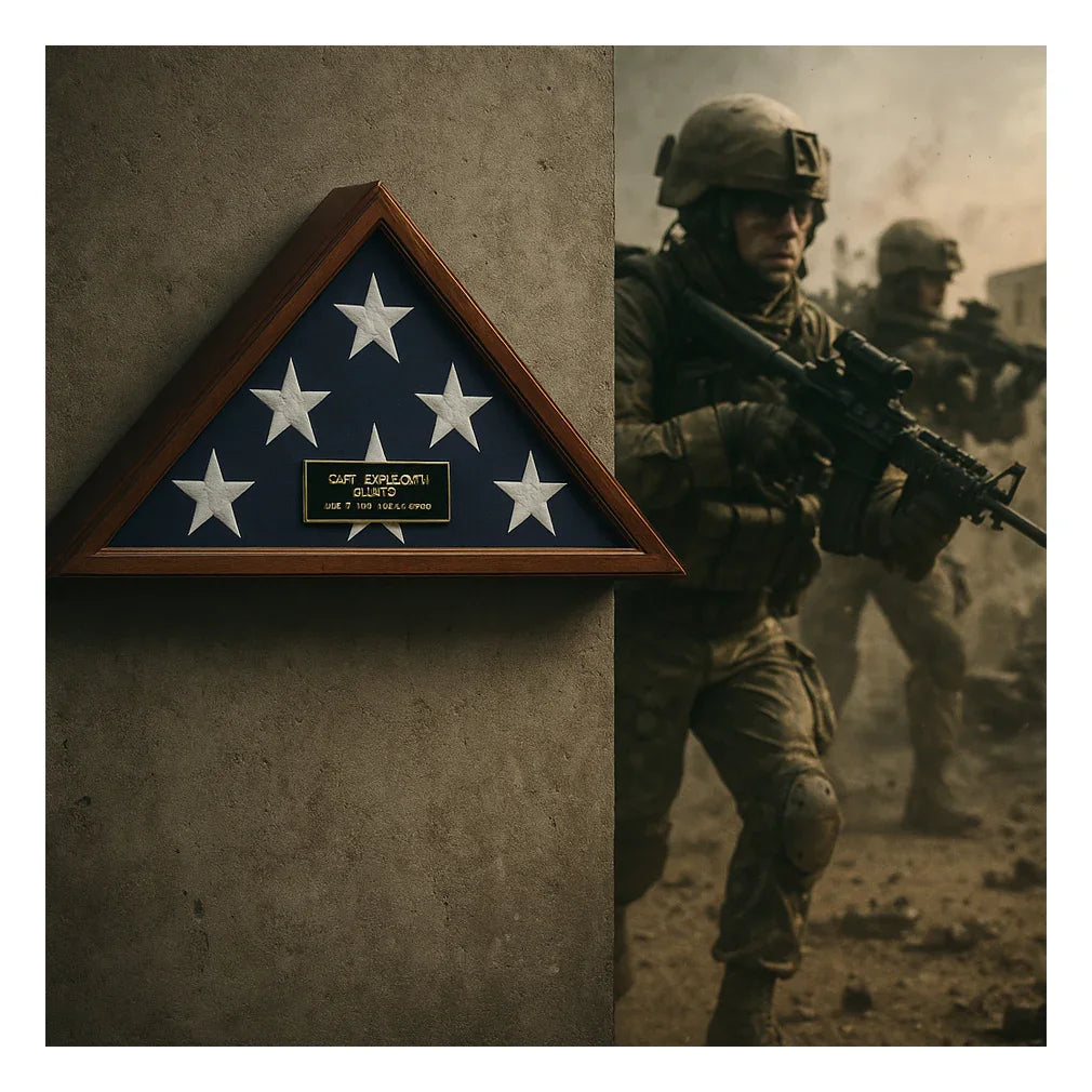 Officers Flag Display Case, burial flag 5ft x 9.5ft Coffin Case, , The Military Gift Store, Ceremonial Flag Display Triangle