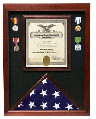 Flag and Document Case - Vertical 8 1/2 x 11 Document for Hanging Medals and Other Memorabilia - fit 3' x 5' flag or fit 5' x 9.5' Flag., Flag and Document Case - Vertical 8 1/2 x 11 Document., The Military Gift Store, Flag and Document Display Case