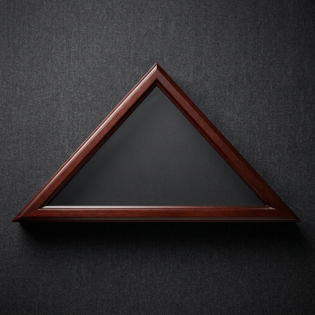 Cherry Wood Triangle Flag Display Case, 3x5 Flag Display Case, 3' x 5' Flag Display Case, Triangle Flag Display Case, American Flag Display Case, Cherry Flag Display Case, Wooden Flag Display Case, Military Flag Display Case, Veteran Flag Display Case, Memorial Flag Display Case, Folded Flag Display Case, USA Flag Display Case, Flag Shadow Box, Flag Display Cabinet, Patriotic Flag Display Case, Veteran Memorial Gift, Military Retirement Gift, Army Flag Display Case, Navy Flag Display Case