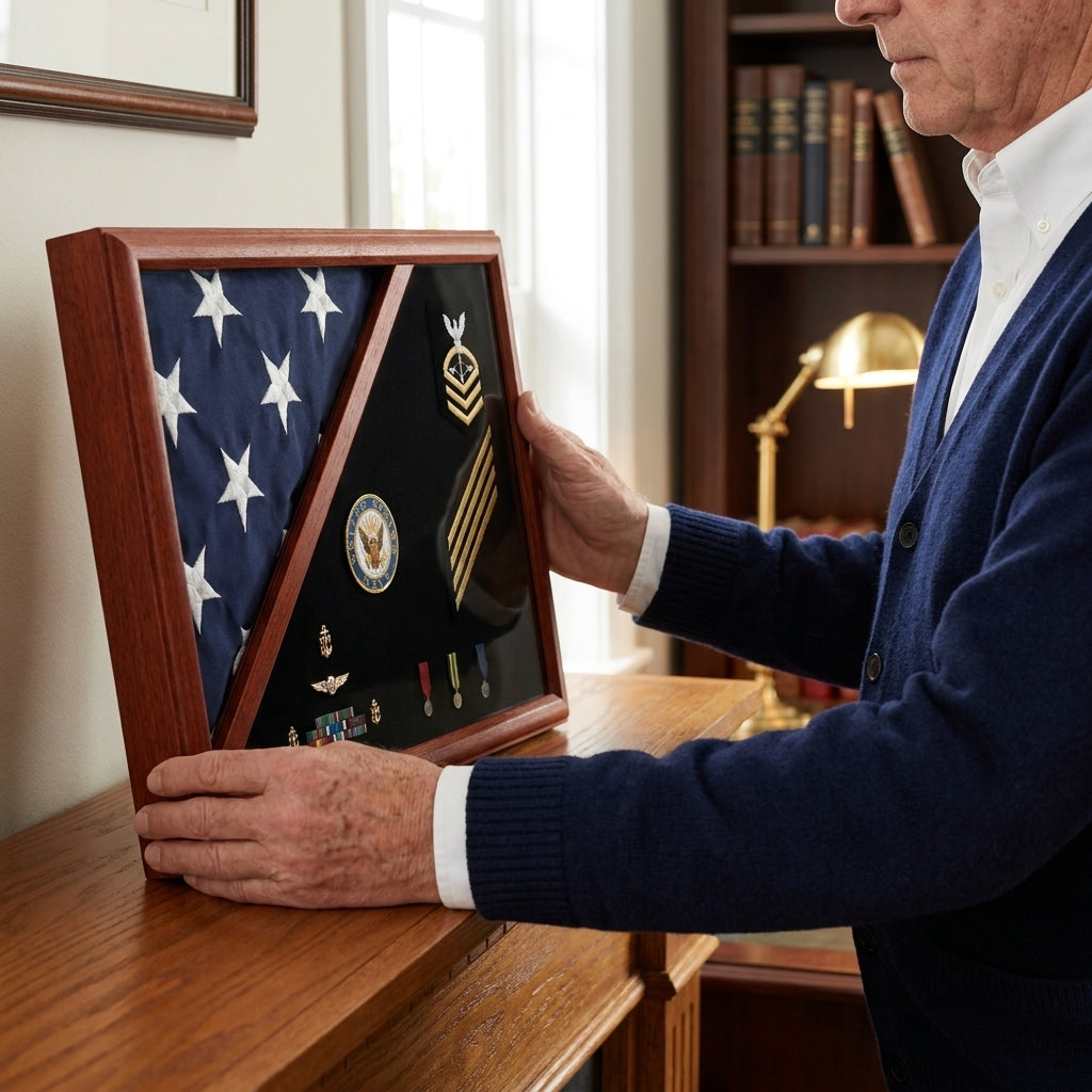 Air Force Flag Display Case, Walnut Flag Display Case, Wooden Flag Display Case, Air Force Memorial Flag Case, Military Flag Display Box, Air Force Shadow Box, Walnut Military Flag Case, Veteran Flag Display Case, Air Force Presentation Case, Folded Flag Display Case, Air Force retirement gift, Air Force veteran memorial case, military honor display box, patriotic walnut display frame, military keepsake case, armed forces memorial display, veteran tribute shadow box, military funeral flag case