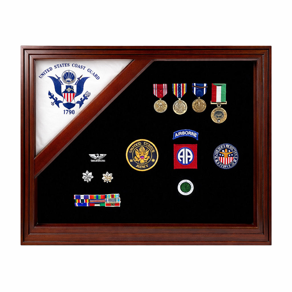 coast guard flag display case 3x5, 3x5 flag display case coast guard, military flag case 3x5 coast guard, coast guard memorial flag case, best seller coast guard flag case, solid wood coast guard flag display case, cherry finish coast guard flag case 3x5, oak wood 3x5 flag display case coast guard, walnut coast guard memorial flag case, UV protected glass coast guard flag case, handcrafted coast guard flag display box, durable military flag case for 3x5 flag, elegant coast guard display case for home décor