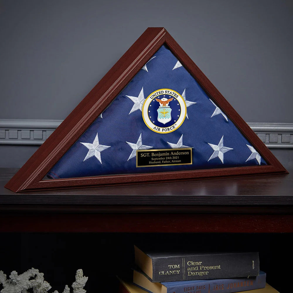 Custom Flag Case Air Force Retirement Gift - Made in USA, , The Military Gift Store, Burial Flag display cases