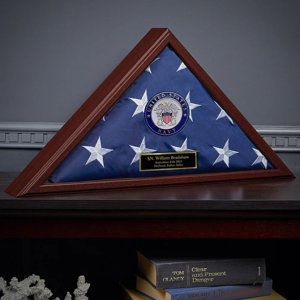 Custom Flag Case Navy Retirement Gift - Made in USA, , The Military Gift Store, Burial Flag display cases