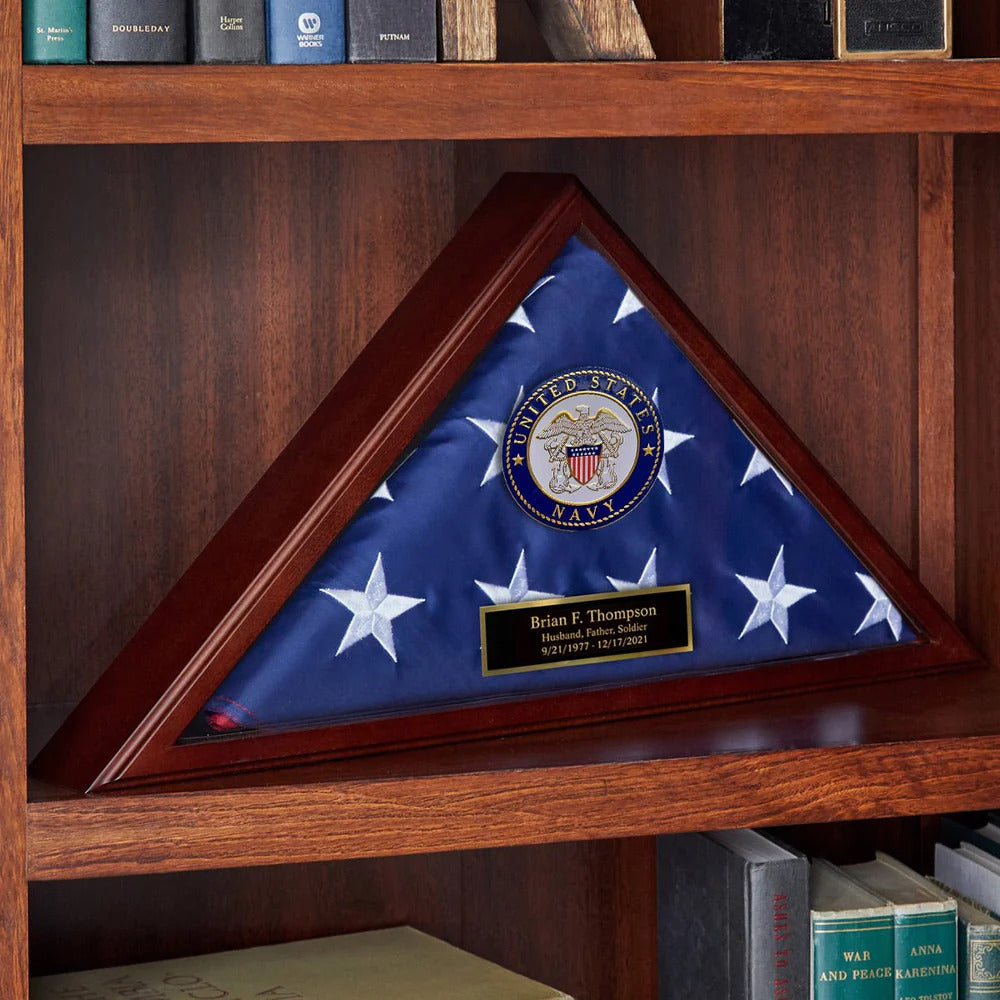 Custom Flag Case Navy Retirement Gift - Made in USA, , The Military Gift Store, Burial Flag display cases