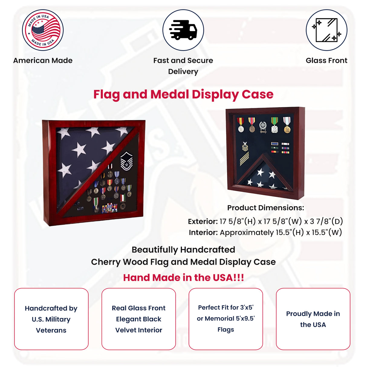 Flag And medal Display case, award and flag case, , The Military Gift Store, Burial Flag Case (42)