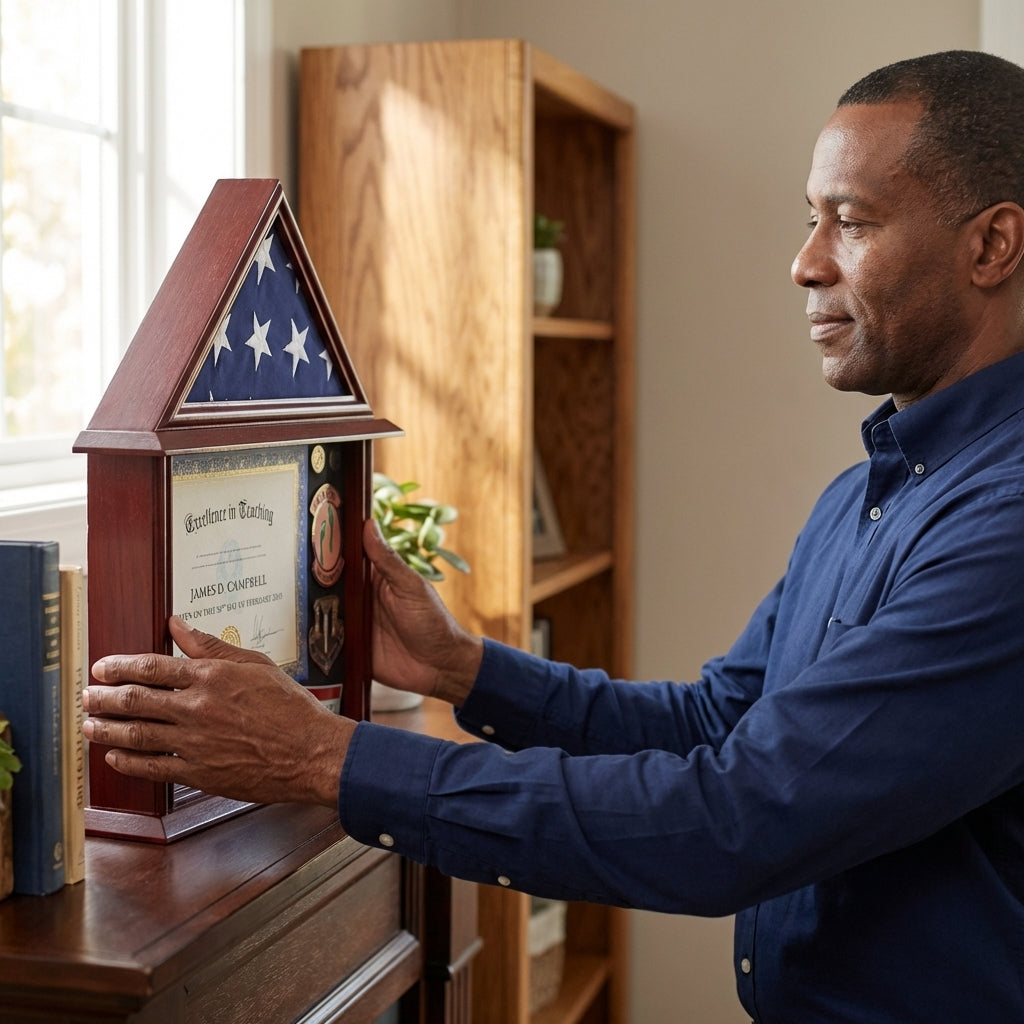 Flag Connection 3'x5' Flag Display Case with Certificate and Document Holder Mango Finish, Flag Connection 3'x5' Flag Display Case with Certificate, The Military Gift Store, Flag Display cases (71)
