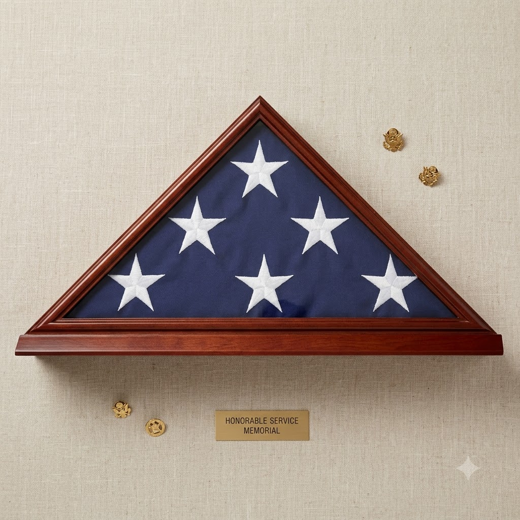 Solid Wood Elegant 5 x 9.5' Flag Display Case for Burial/Funeral/Veteran Flag, Solid Wood Elegant 5 x 9.5' Flag Display Case for Burial/Funeral, The Military Gift Store, Flag Case