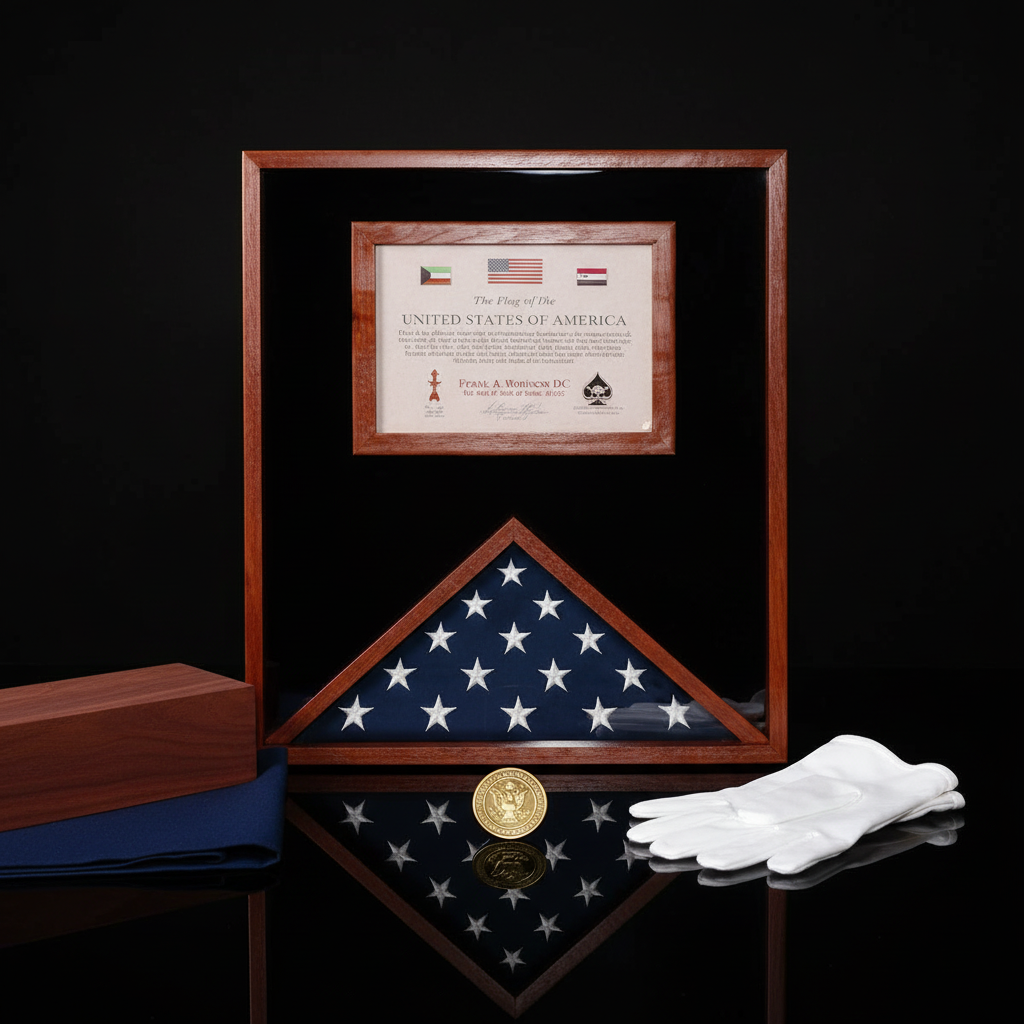 flag and document display case 3x5, 3ft x 5ft flag display case with document, flag and certificate case 3x5 flag, flag display case with document holder, military flag and document display case, glass front 3x5 flag and document display case, solid wood flag case with document holder, triangular flag display case with document compartment, large flag display case for 3ft x 5ft flag with certificate, durable military flag and document shadow box
