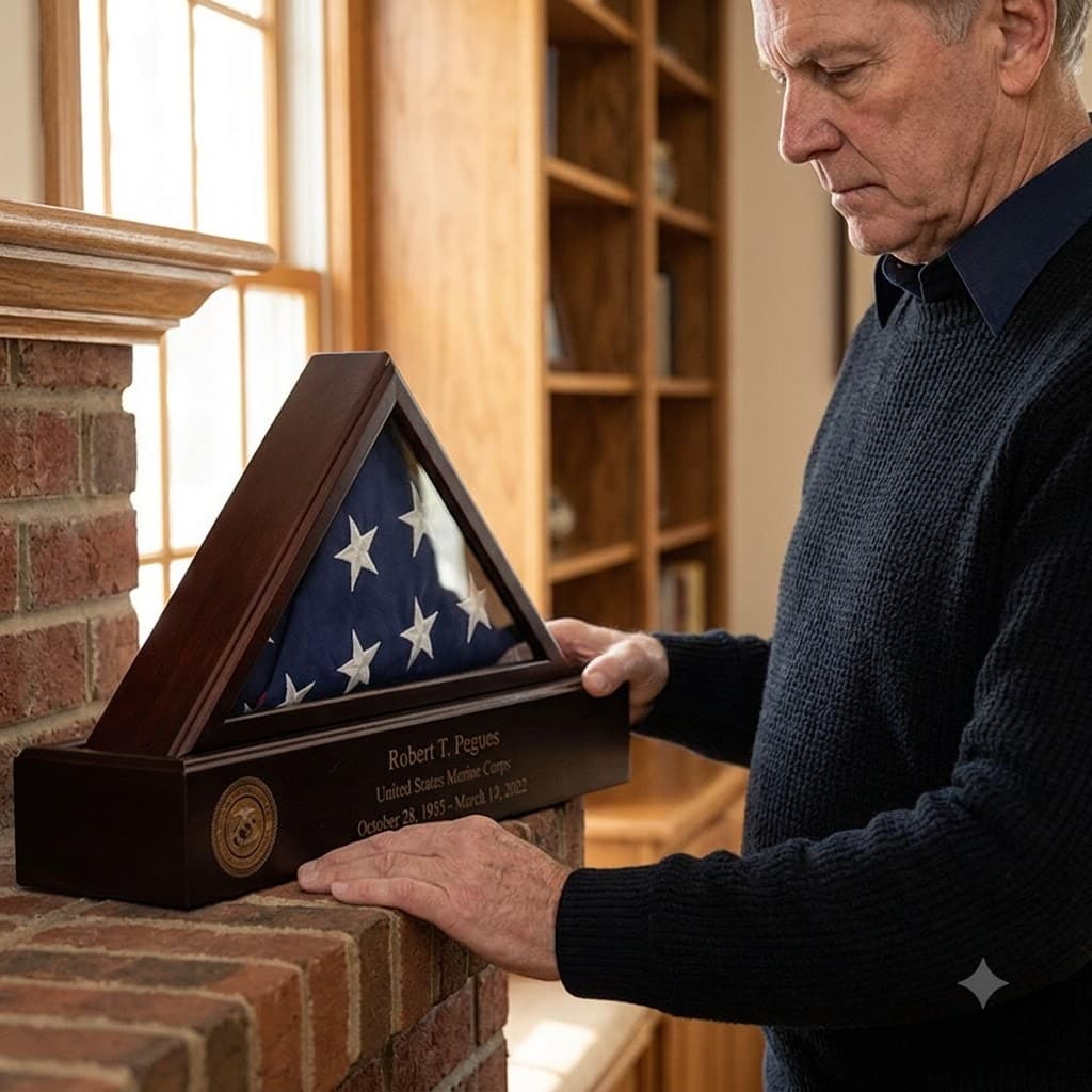 Flag and Personalized Pedestal Display Case - for 3 x 5 flag, , The Military Gift Store, Flag And Pedestal Display Cases