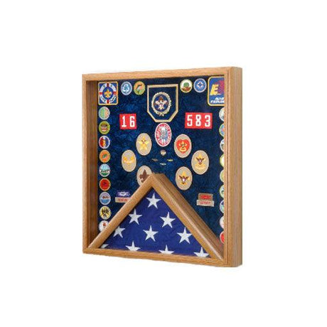 Scout Deluxe Awards and Flag Display Case, , The Military Gift Store, Flag and Medal Display Cases