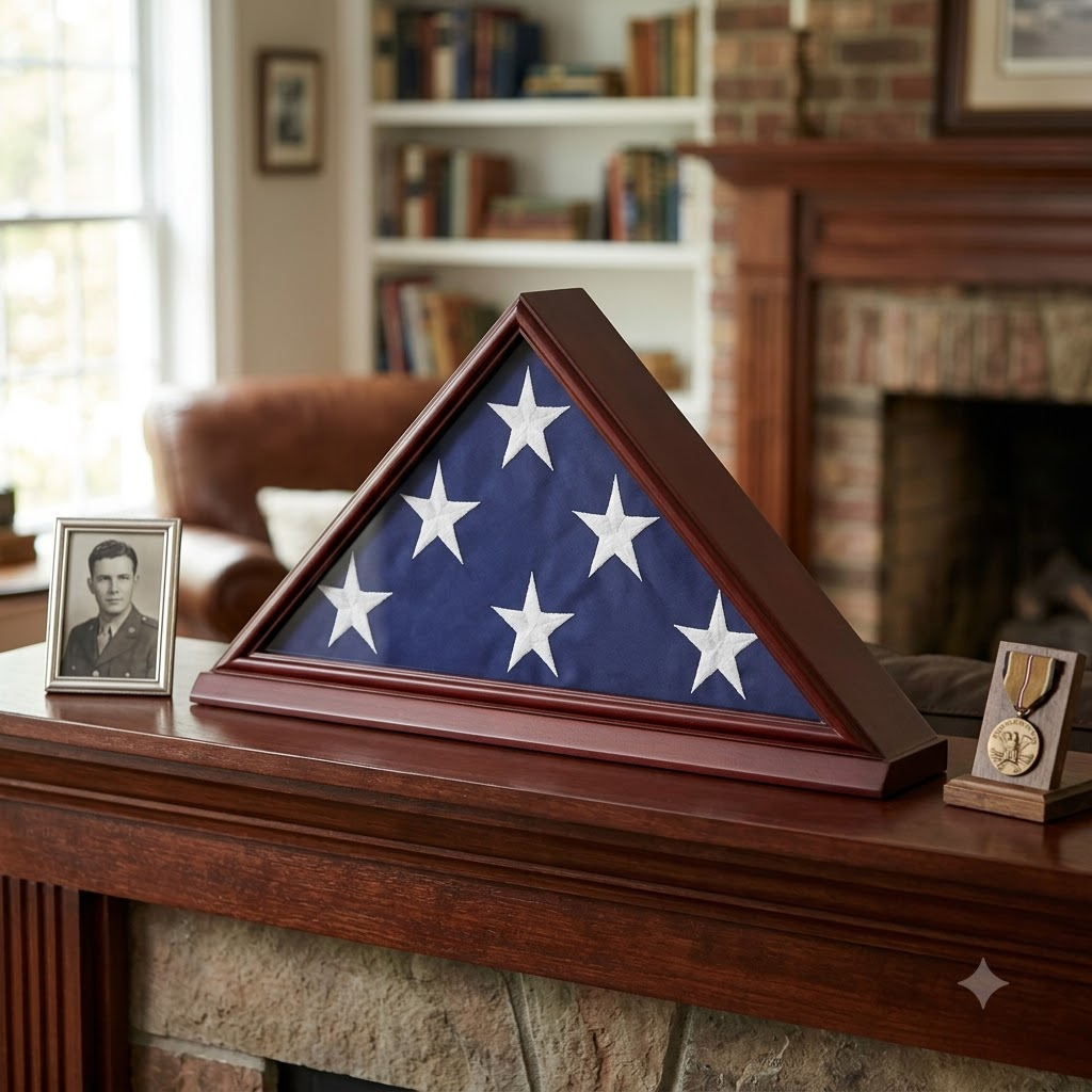 Solid Wood Elegant 5 x 9.5' Flag Display Case for Burial/Funeral/Veteran Flag, Solid Wood Elegant 5 x 9.5' Flag Display Case for Burial/Funeral, The Military Gift Store, Flag Case