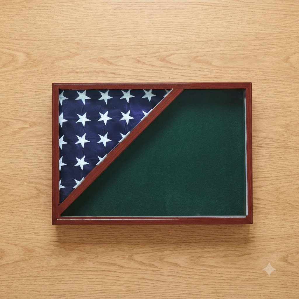 Shadow box for 5x9.5 flag, Walnut Finish, , The Military Gift Store, Flag Display Case For 5'x9.5' Flag