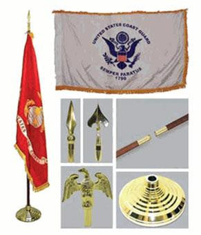 Flag Connections Coast Guard 3ft x 5ft Flag, Flagpole, Base, and Tassel, Coast Guard 3ft x 5ft Flag, Flagpole, Base, and Tassel, The Military Gift Store, Flagpole Kits, Flagpoles, Flag Pole Parts (4)