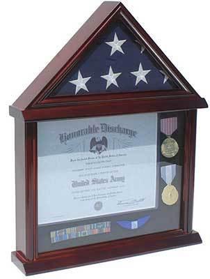 3’X5’ Flag & Certificate Display Case Cabinet Shadow Box, Mahogany Finish., 3’X5’ Flag & Certificate Display Case Cabinet Shadow Box., The Military Gift Store, 3’X5’ Flag & Certificate