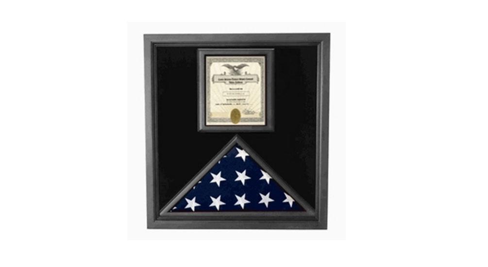 Flag and Certificate Case Black Frame, American Made Designed to Make That Certificate Feature as prominently as The Flag - The Military Gift Store