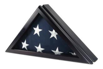 Officer Case for 5 X 9.5 Flag In Black Cherry Beveled glass front, , The Military Gift Store, Burial Flag Case