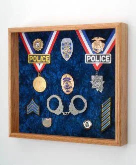 Law Enforcement Deluxe Awards Display Case - Personalized Laser Engraving, Law Enforcement Deluxe Awards Display Case - Personalized, The Military Gift Store, Medal Display Case