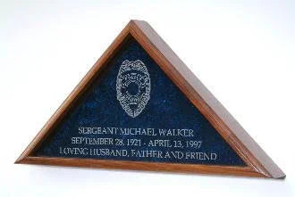 Large Flag Display Case With Engraved Law Enforcement Emblem-Fit 3'x5' Flag, Large Flag Display Case With Engraved Law Enforcement Emblem, The Military Gift Store, Casket Flag display Cases