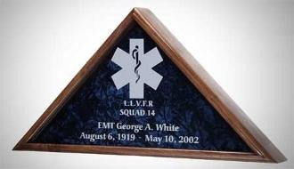 EMT Flag case, Medical Flag display Walnut case, , The Military Gift Store, EMT Flag Case